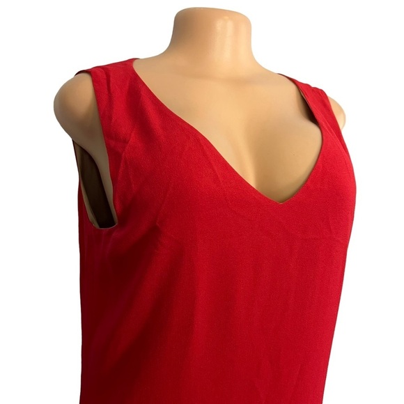 Theory Red V-neck Shift Dress - Picture 4 of 10